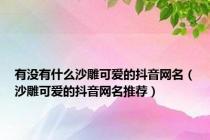 有没有什么沙雕可爱的抖音网名（沙雕可爱的抖音网名推荐）