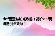 dnf男漫游加点攻略（简介dnf男漫游加点攻略）