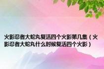 火影忍者大蛇丸复活四个火影第几集（火影忍者大蛇丸什么时候复活四个火影）