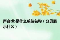 声音db是什么单位名称（分贝表示什么）