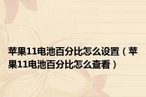 苹果11电池百分比怎么设置（苹果11电池百分比怎么查看）