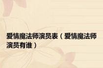 爱情魔法师演员表（爱情魔法师演员有谁）