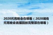 2020元宵晚会在哪看（2020湖南元宵晚会直播回放完整版在哪看）