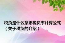 税负是什么意思税负率计算公式（关于税负的介绍）