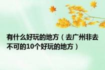 有什么好玩的地方（去广州非去不可的10个好玩的地方）