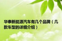 华泰新能源汽车有几个品牌（几款车型的详细介绍）