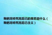 鞠躬尽瘁死而后已的意思是什么（鞠躬尽瘁死而后已含义）