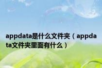 appdata是什么文件夹（appdata文件夹里面有什么）