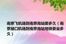 南京飞机场到南京南站要多久（南京禄口机场到南京南站地铁要坐多久）