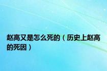 赵高又是怎么死的（历史上赵高的死因）