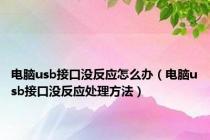 电脑usb接口没反应怎么办（电脑usb接口没反应处理方法）