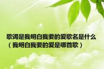 歌词是我明白我要的爱歌名是什么（我明白我要的爱是哪首歌）