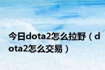 今日dota2怎么拉野（dota2怎么交易）