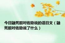 今日鼬死前对佐助说的话日文（鼬死前对佐助说了什么）