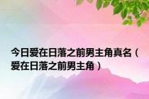 今日爱在日落之前男主角真名（爱在日落之前男主角）