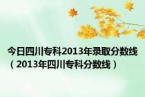 今日四川专科2013年录取分数线（2013年四川专科分数线）