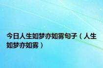 今日人生如梦亦如雾句子（人生如梦亦如雾）