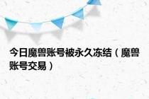 今日魔兽账号被永久冻结（魔兽账号交易）