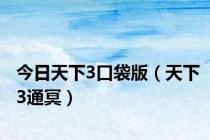 今日天下3口袋版（天下3通冥）