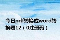 今日pdf转换成word转换器12（0注册码）