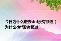 今日为什么进去dnf没有频道（为什么dnf没有频道）