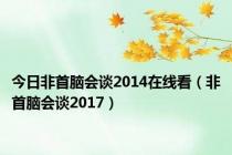 今日非首脑会谈2014在线看（非首脑会谈2017）