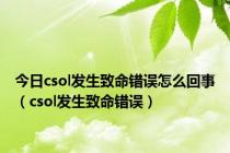 今日csol发生致命错误怎么回事（csol发生致命错误）