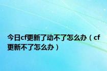 今日cf更新了动不了怎么办（cf更新不了怎么办）