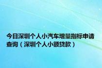 今日深圳个人小汽车增量指标申请查询（深圳个人小额贷款）