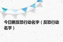 今日新反恐行动名字（反恐行动名字）