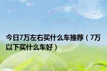 今日7万左右买什么车推荐（7万以下买什么车好）