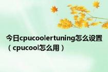 今日cpucoolertuning怎么设置（cpucool怎么用）