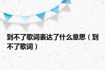 到不了歌词表达了什么意思（到不了歌词）