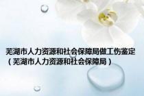 芜湖市人力资源和社会保障局做工伤鉴定（芜湖市人力资源和社会保障局）