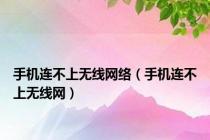 手机连不上无线网络（手机连不上无线网）