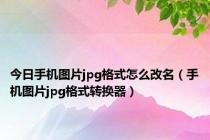 今日手机图片jpg格式怎么改名（手机图片jpg格式转换器）