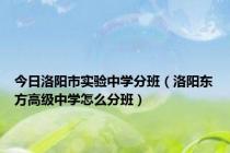 今日洛阳市实验中学分班（洛阳东方高级中学怎么分班）