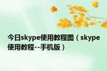 今日skype使用教程图（skype使用教程--手机版）