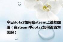 今日dota2如何在steam上选择国服（在steam中dota2如何设置为国服）