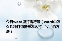 今日word里打钩符号（word中怎么几种打钩符号怎么打 “√“的方法）