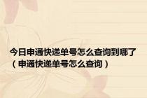 今日申通快递单号怎么查询到哪了（申通快递单号怎么查询）