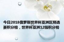 今日2018俄罗斯世界杯亚洲区预选赛积分榜，世界杯亚洲12强积分榜