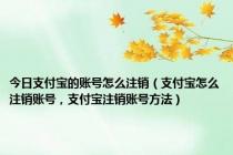 今日支付宝的账号怎么注销（支付宝怎么注销账号，支付宝注销账号方法）