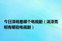 今日泽明是哪个电视剧（泷泽秀明有哪些电视剧）