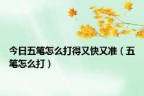 今日五笔怎么打得又快又准（五笔怎么打）