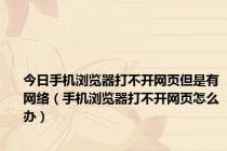 今日手机浏览器打不开网页但是有网络（手机浏览器打不开网页怎么办）