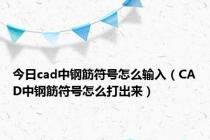 今日cad中钢筋符号怎么输入（CAD中钢筋符号怎么打出来）