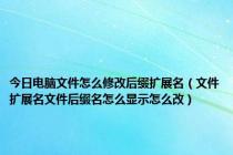 今日电脑文件怎么修改后缀扩展名（文件扩展名文件后缀名怎么显示怎么改）