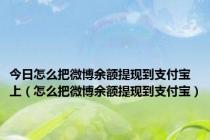 今日怎么把微博余额提现到支付宝上（怎么把微博余额提现到支付宝）