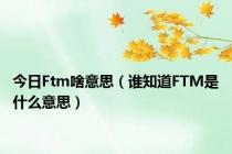 今日Ftm啥意思（谁知道FTM是什么意思）